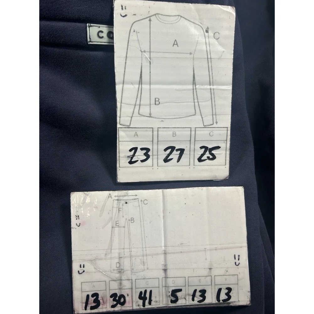 Comfrt Sweatsuit 2pc Set Navy Full Zip Hoodie Jogger Small Medium Airplane